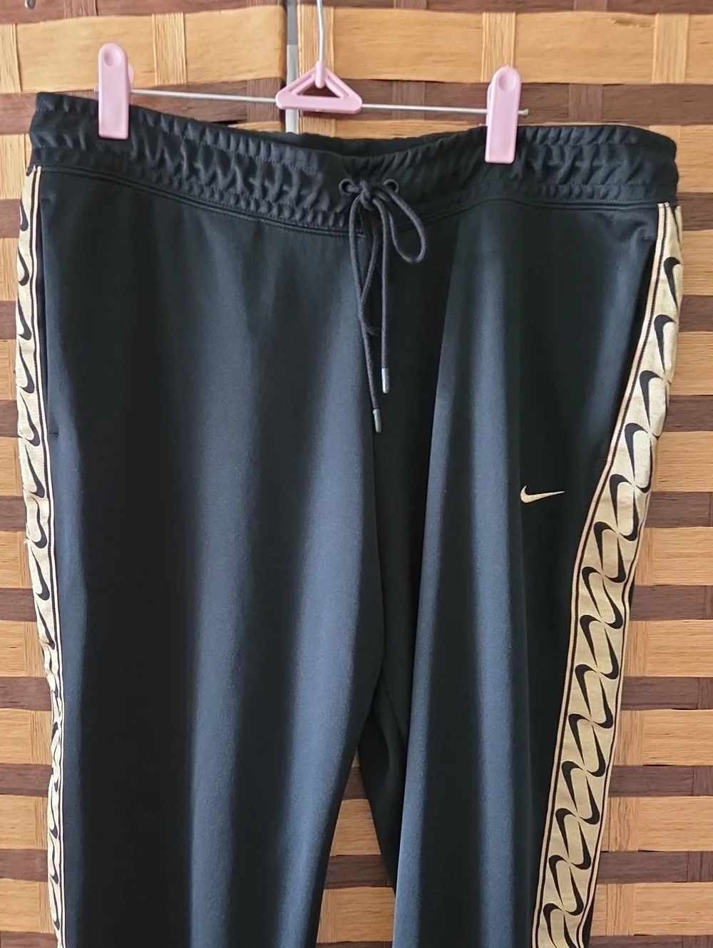 Nike  Black Track Pants with Contrasting Gold Side Stripe